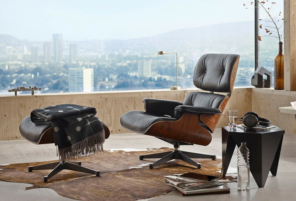 fauteuil en palissandre et cuir