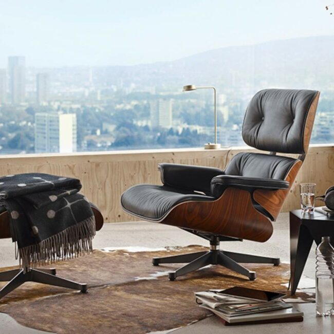 fauteuil en palissandre et cuir