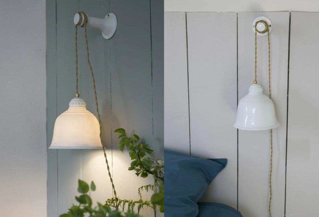 lampe inspiration asiatique en porcelaine blanche