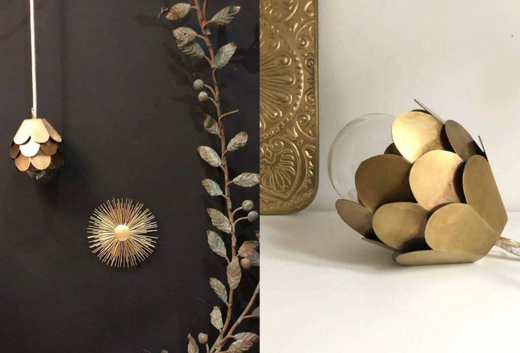 lampe baladeuse avec pétales en laiton