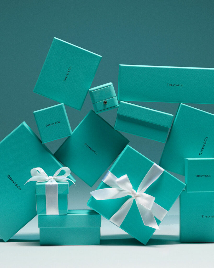 tas de boites bleu Tiffany