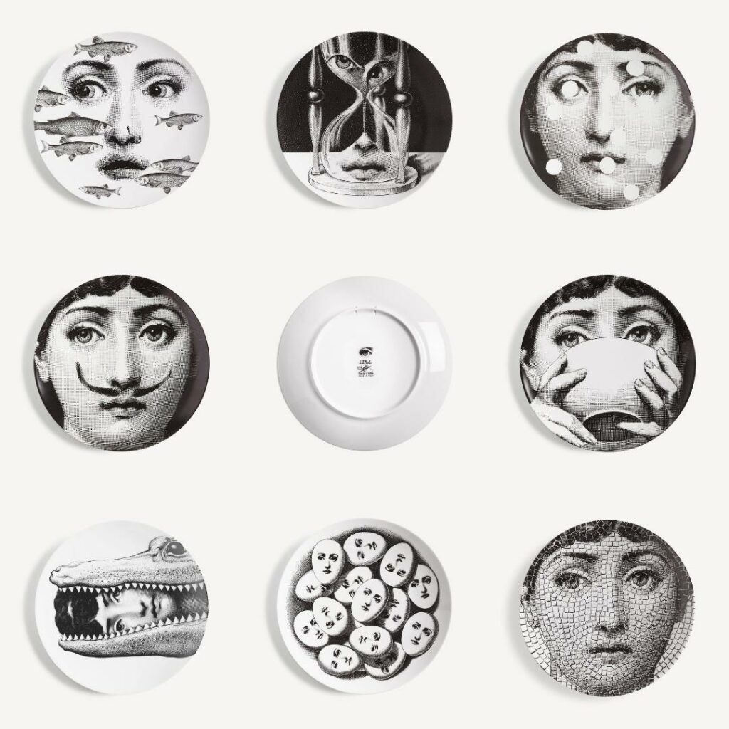série d'assiettes de fornasetti