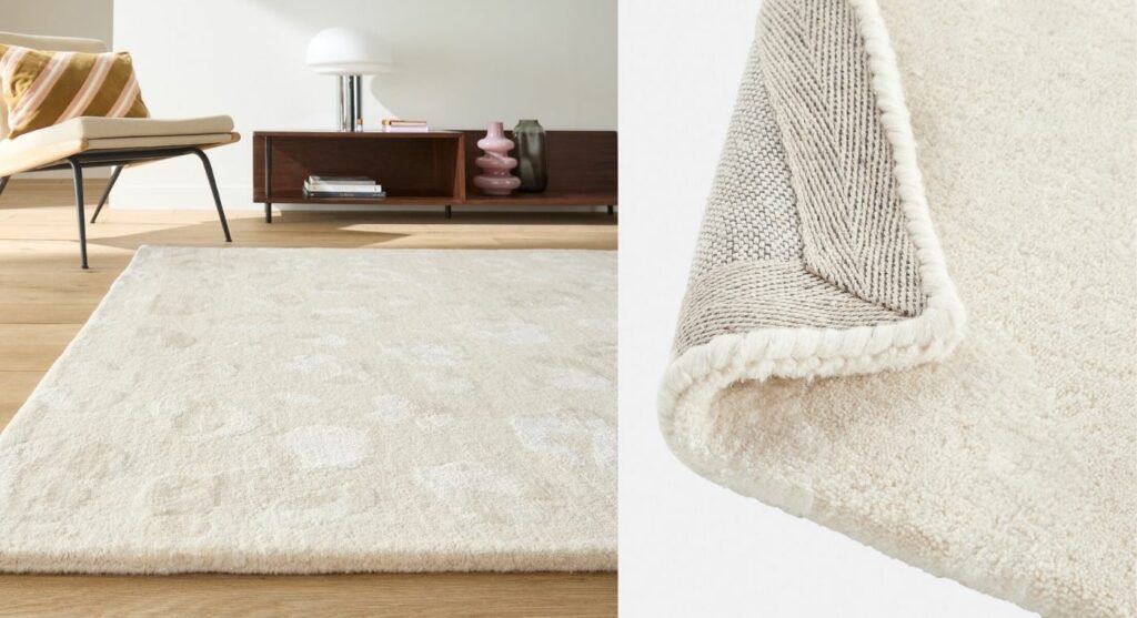 tapis motif léopard minimaliste ton sur ton