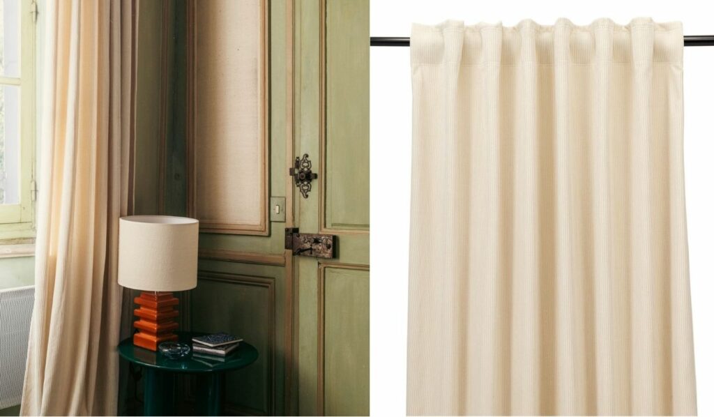 rideau velours beige