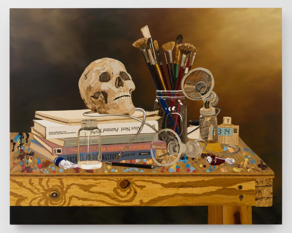 oeuvre hyperréaliste en marqueterie