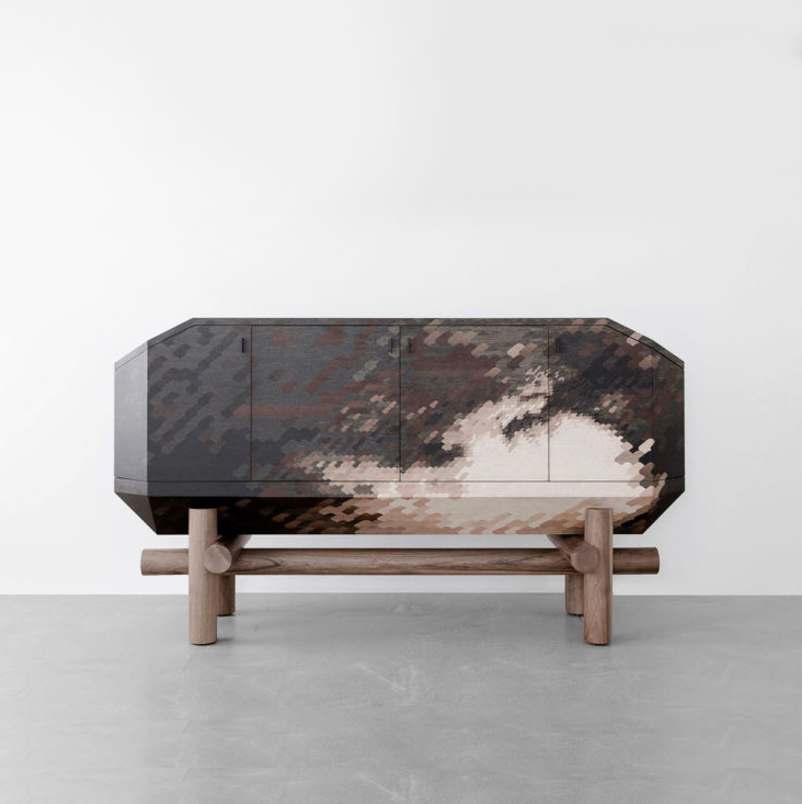 buffet enfilade en marqueterie de design contemporain